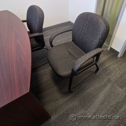 Grey Patterned Guest Chair w/ Sleigh Legs